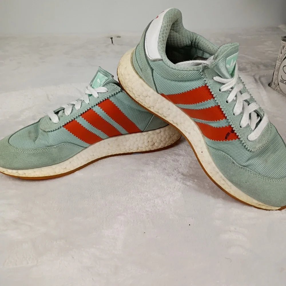 Adidas I-5923 Sneakers Mens 8 Green Orange Boost Retro Running Gorpcore Shoes